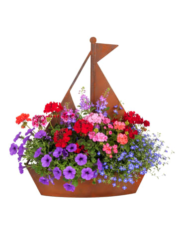 relaxdays Gartendeko "Schiff" in Braun - (B)34,5 x (H)43 x (T)10 cm