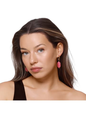 Steel_Art Creole mit Anhänger Dione goldfarben in pink