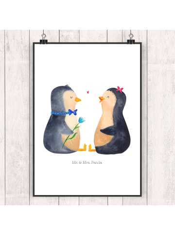 Mr. & Mrs. Panda Wandbild Pinguin Pärchen ohne Spruch in Weiß
