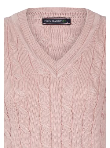 Felix Hardy Grobstrick Zopfmuster V-Ausschnitt Pullover in pink