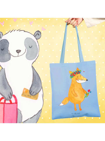 Mr. & Mrs. Panda Tragetasche Fuchs Blumen ohne Spruch in Sky Blue