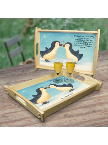 Mr. & Mrs. Panda Sofa Tablett Pinguin Liebe Design mit Spruch in Weiß