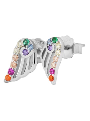 Adeliás Damen Ohrringe – Ohrstecker Flügel aus 925 Silber mit Zirkonia in silber