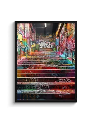 MuchoWow Poster mit Leiste Bunte Treppe  (BxH)