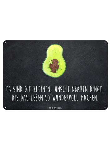 Mr. & Mrs. Panda Retro Blechschild Avocado Kern mit Spruch in Kreidetafel