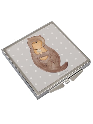 Mr. & Mrs. Panda Klappspiegel Otter Muschel ohne Spruch in Grau Pastell