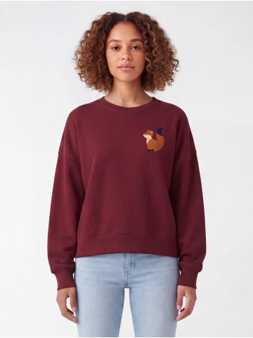wat? Apparel Sweatshirt Cute Fox in Weinrot