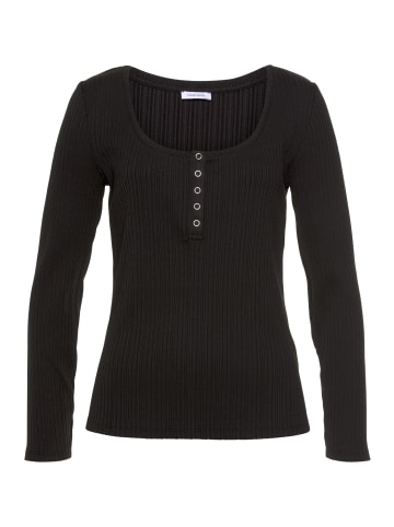 LASCANA Langarmshirt in schwarz