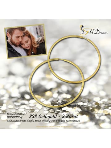 GoldDream Echtgold, 333er Gelbgold Damen Creolen Simply Ohrring ca. 50mm