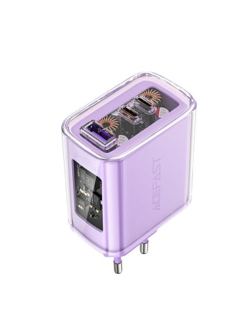 COFI 1453 Acefast Ladegerät GaN 65W 3 Ports (1xUSB, 2xUSB C) lila in lila