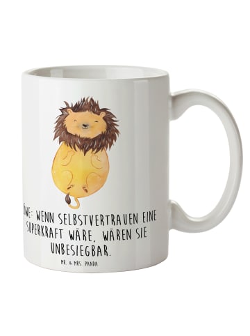 Mr. & Mrs. Panda Becher Löwe Superkraft mit Spruch in Weiß