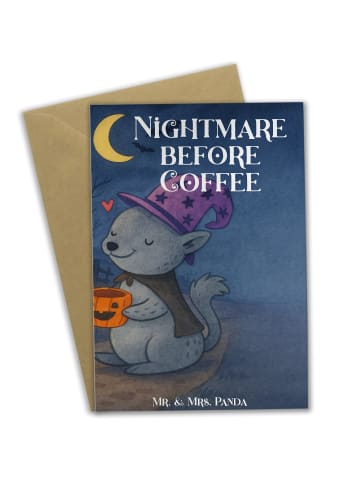 Mr. & Mrs. Panda Grußkarte Kater Kaffee Design mit Spruch in Weiß