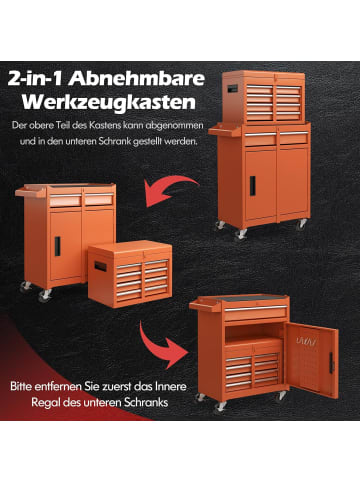 COSTWAY 2 in 1 Werkzeugwagen Abnehmbar in Orange