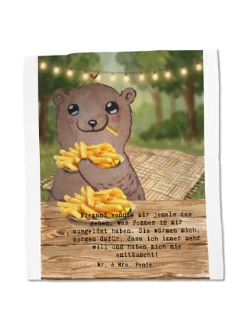 Mr. & Mrs. Panda Jutebeutel Bär Pommes verliebt Design mit Spruch in Weiß
