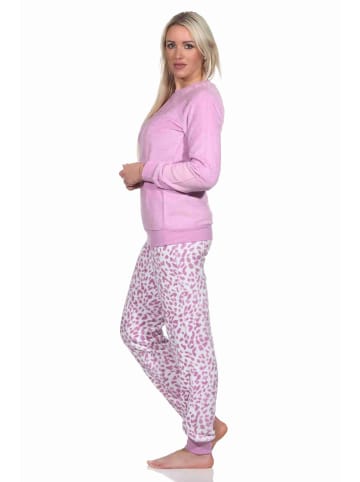 NORMANN langarm Schlafanzug Pyjama Bündchen Coralfleece Animal Look - 76739 in pink