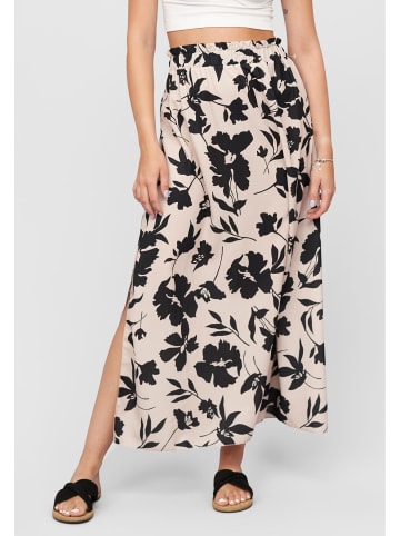 Cloud5ive Cloud5ive Maxi Skirt with side slit and floral print in beige/black