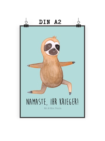 Mr. & Mrs. Panda Poster Faultier Yoga mit Spruch in Tropengrün