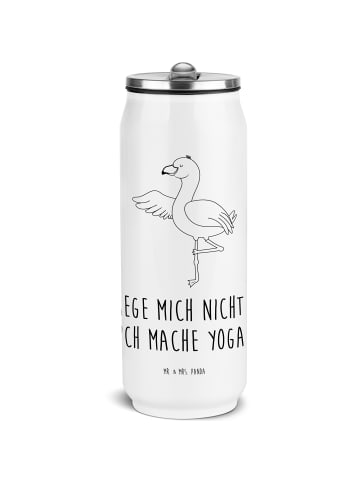 Mr. & Mrs. Panda Getränkedosen Trinkflasche Flamingo Yoga mit Sp... in Weiß