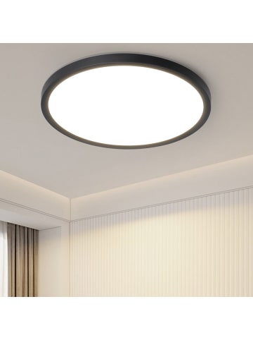 ZMH Deckenleuchte LED - 18W Deckenlampe Warmweiß Ø22cm Rund Schwarz