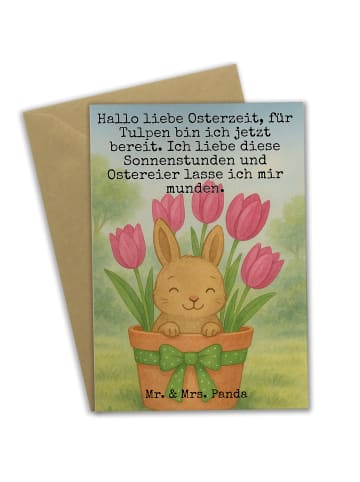 Mr. & Mrs. Panda Grußkarte Hase Tulpen Design mit Spruch in Weiß