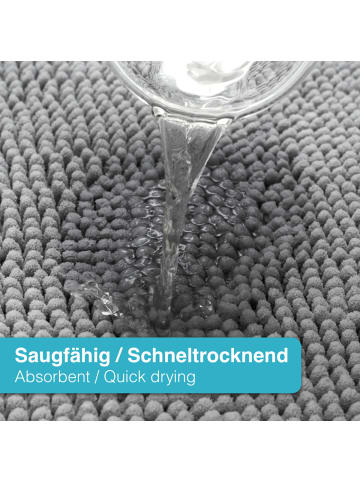 Zellerfeld Seamarkt Chenille Rutschfeste Badematte in Grau