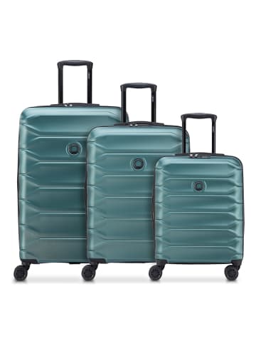 Delsey Meteor 4 Rollen Kofferset 3-teilig mit Dehnfalte petrol