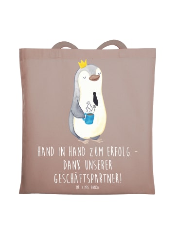Mr. & Mrs. Panda Tote Bag Erfolg Geschäftspartner mit Spruch in Braun Pastell