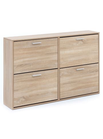 KADIMA DESIGN Schuhschrank NIDDA aus Holz, zeitloses Design, große Ablagefläche in Beige