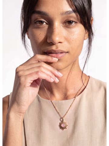 PURELEI Kette Sun Rosenquarz Gold