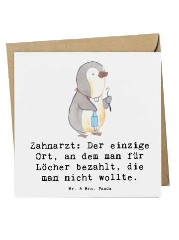 Mr. & Mrs. Panda Deluxe Karte Zahnarzt Lochgebühr mit Spruch in Weiß