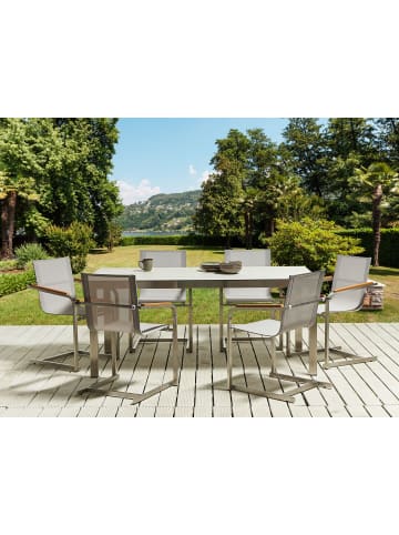 Beliani Esstisch COSOLETO in Weiß/Silber - (W) 90 x (H) 75 x (L) 180 cm