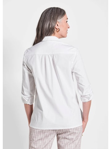 GOLDNER Kurzgröße:  Weiße Damenbluse im längeren Schnitt in weiß