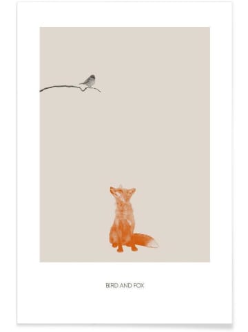 Juniqe Poster "Bird And Fox" in Braun & Orange