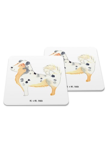 Mr. & Mrs. Panda Coaster Hund Australien Shepherd ohne Spruch in Weiß