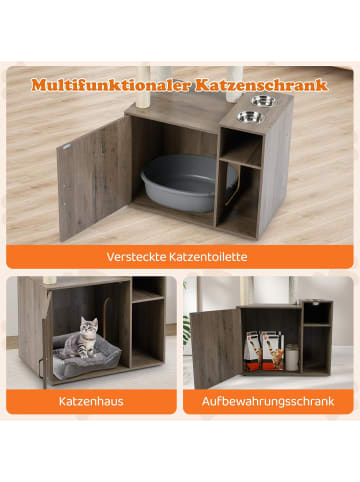 COSTWAY Kratzbaum mit Katzenklo Schrank in Taupe
