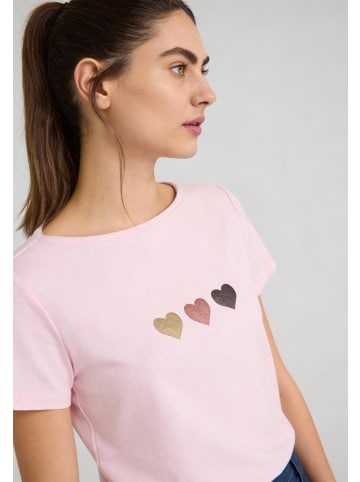 More & More süßes Herzchen-Kurzarmshirt in sorbet rose