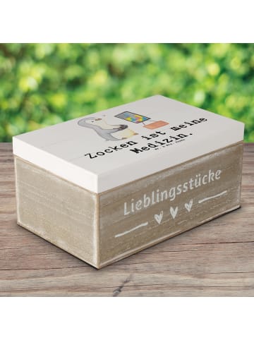 Mr. & Mrs. Panda Aufbewahrungsbox Pinguin Zocken mit Spruch in Weiß