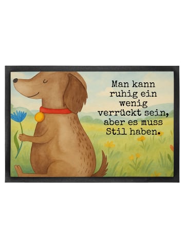Mr. & Mrs. Panda Schmutzfangmatte Hund Blume Design mit Spruch in Weiß