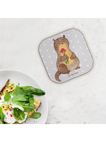 Mr. & Mrs. Panda Coaster Otter Blumenstrauß ohne Spruch in Grau Pastell