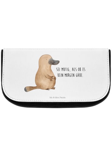 Mr. & Mrs. Panda Kulturbeutel Schnabeltier Mut mit Spruch in Weiß