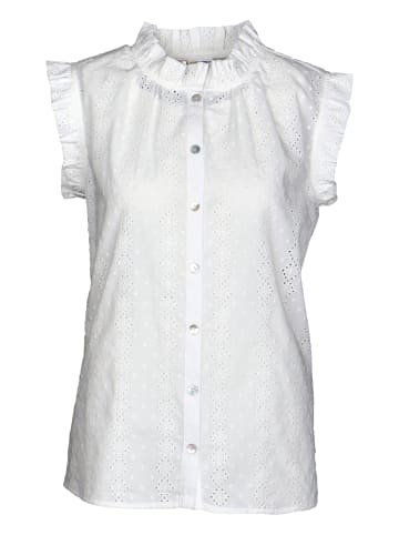 Berwin Ärmellose Bluse aus bestickter Baumwolle mit Rüsch