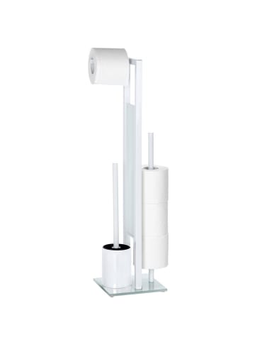 Wenko Stand WC-Garnitur Rivalta, Stahl in Weiß, (B) 23 x (H) 70 x (L) 18 cm
