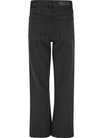 Urban Classics Urban Classics Damen Ladies Cropped Straight Leg Denim Pants in black washed