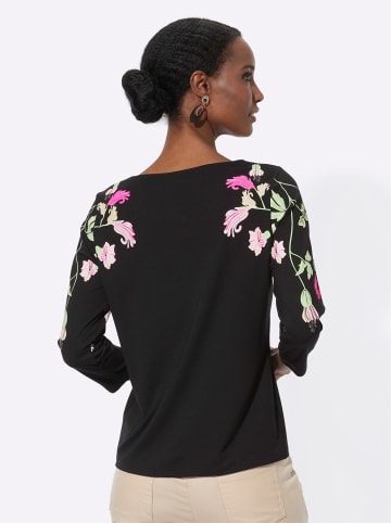 creation L 3/4-Arm-Shirt in schwarz-mauve-bedruckt