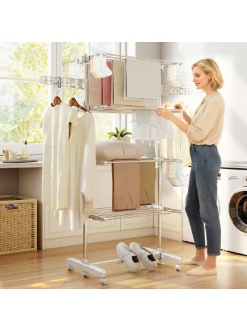 HOMCOM Wäscheständer in Weiß 142L x 55B x 172H cm