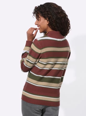 WITT WEIDEN Pullover in rotbraun-oliv-geringelt