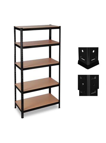 relaxdays 2x Schwerlastregal in Schwarz - (B)90 x (H)180 x (T)45 cm