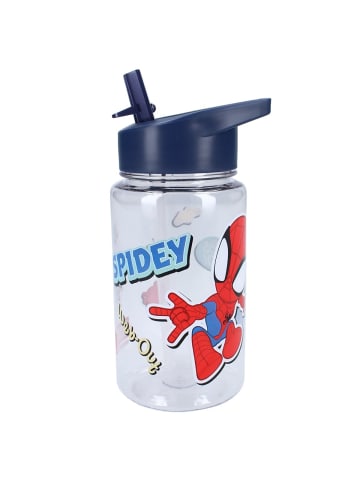 Spiderman Trinkflasche mit Strohhalm transparent 450 ml in Blau