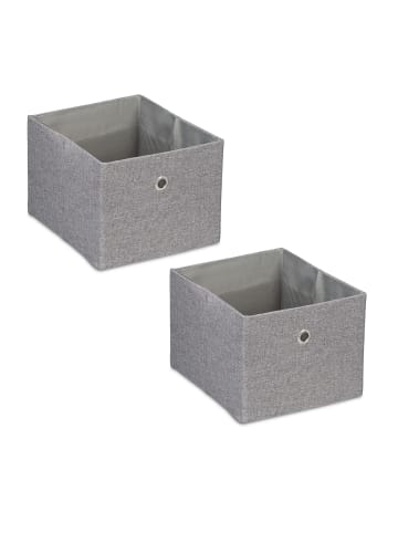 relaxdays 2 x Aufbewahrungsbox in Grau - (B)20,5 x (H)16 x (T)25 cm