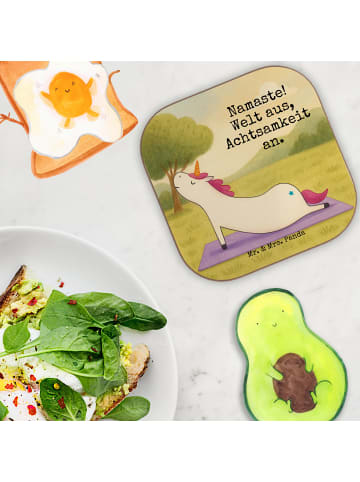 Mr. & Mrs. Panda Untersetzer für Gläser Einhorn Yoga Design mit ... in Weiß